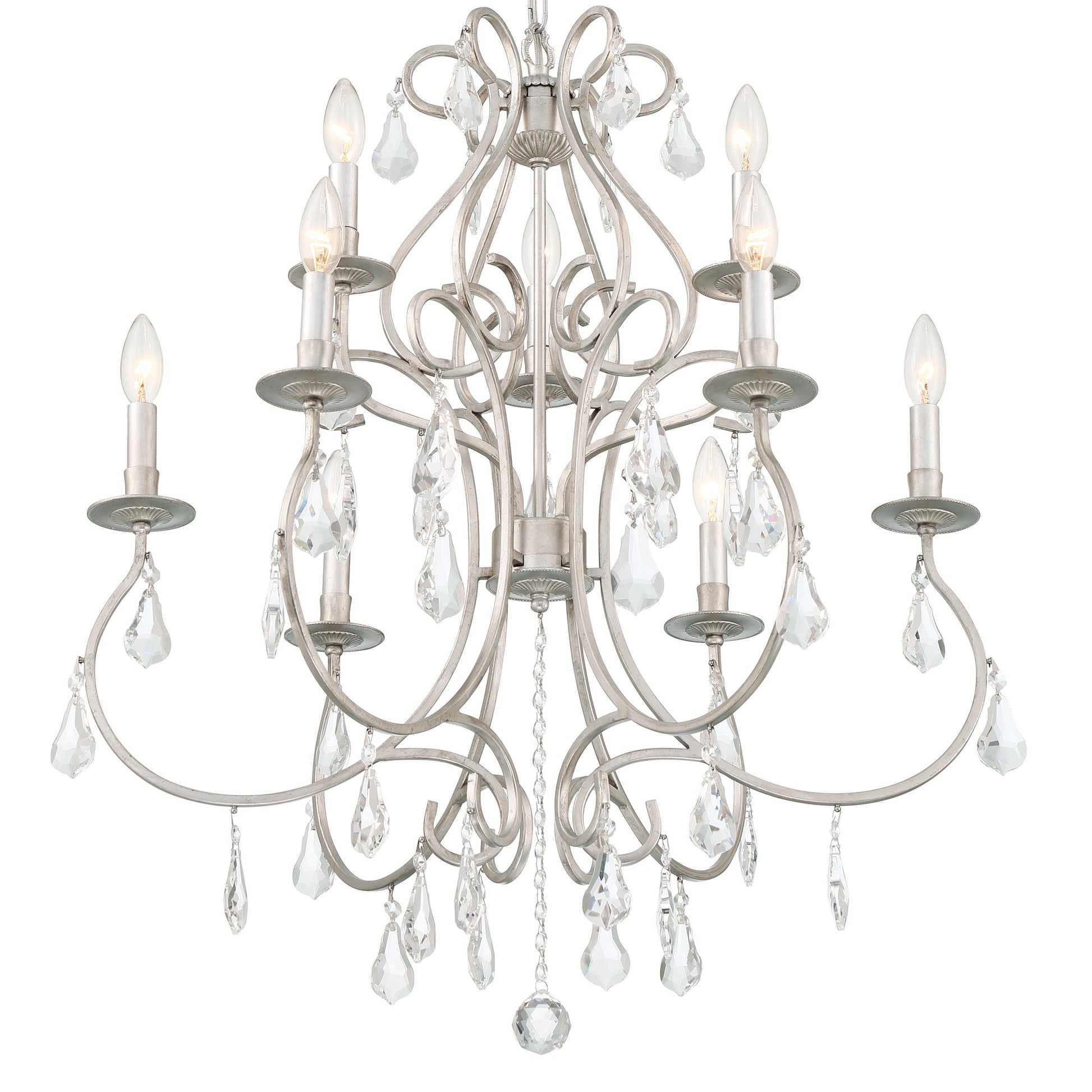 Crystorama Ashton 5019-OS-CL-MWP – 25.5 Inch – 9 Light – Chandelier – Clear Crystal – Olde Silver – Damp Rated