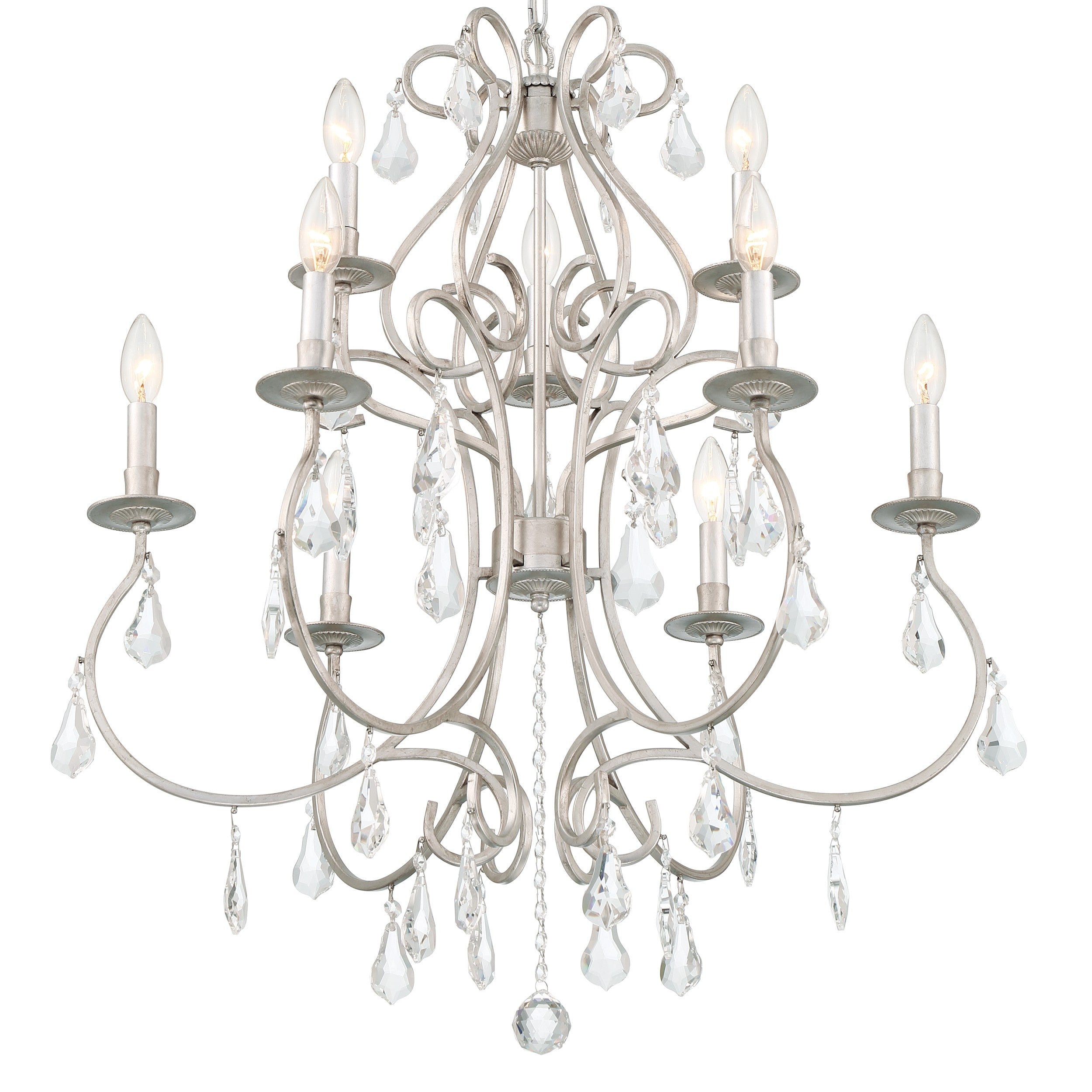 Crystorama Ashton 5019-OS-CL-MWP – 25.5 Inch – 9 Light – Chandelier – Clear Crystal – Olde Silver – Damp Rated