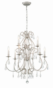 Crystorama Ashton 5019-OS-CL-S – 25.5 Inch – 9 Light – Chandelier – Clear Crystal – Olde Silver – Damp Rated
