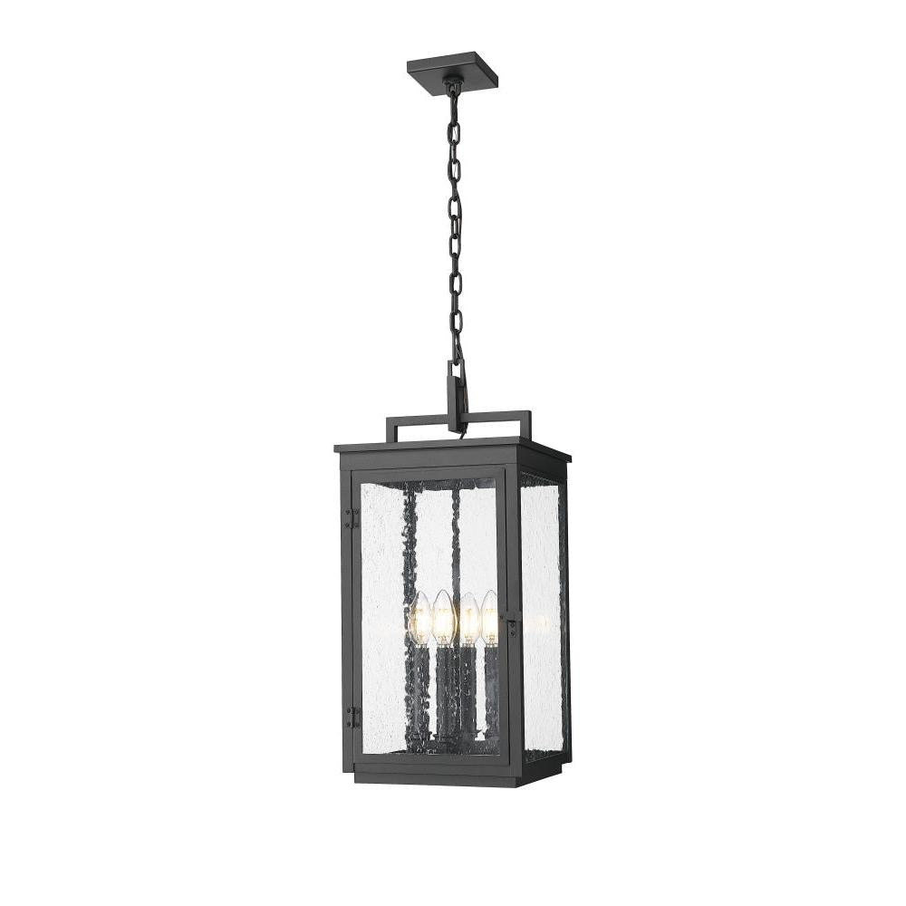 4 Light Outdoor Chain Mount Ceiling Fixture-Clear Seedy