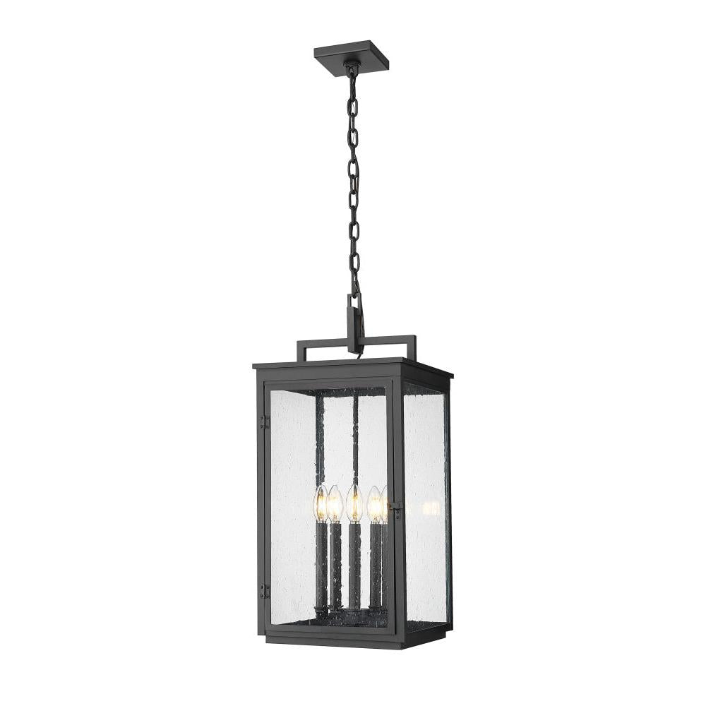 5 Light Outdoor Chain Mount Ceiling Fixture-Clear Seedy