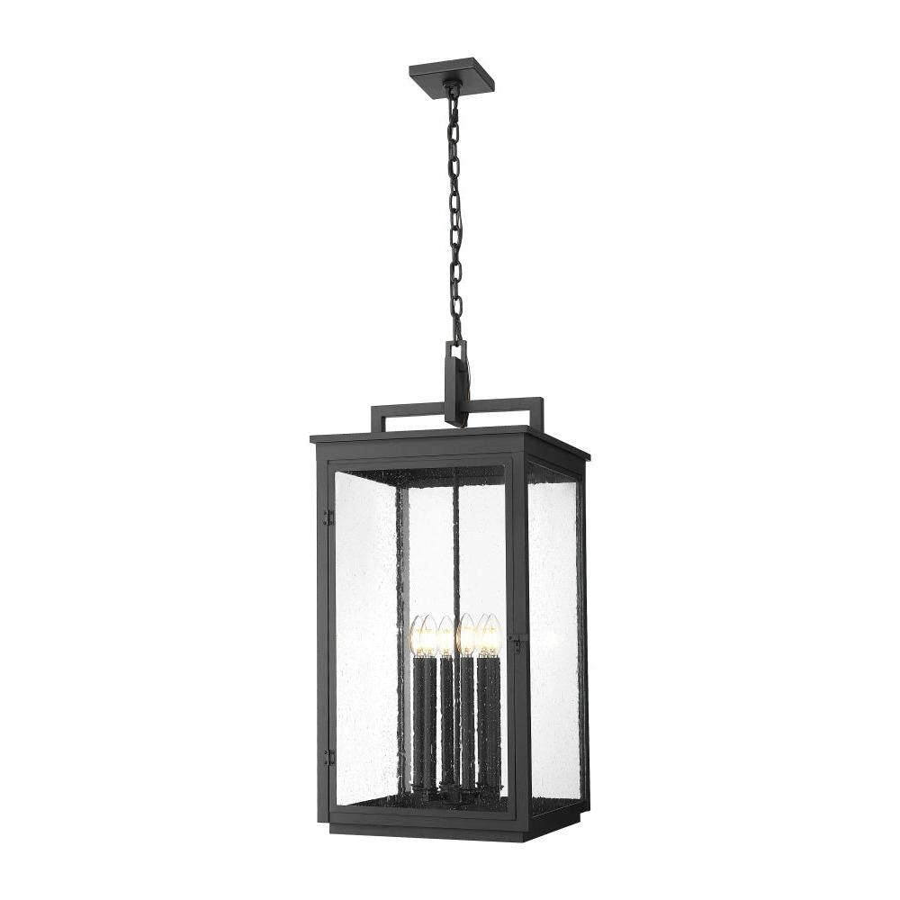 6 Light Outdoor Chain Mount Ceiling Fixture-Clear Seedy