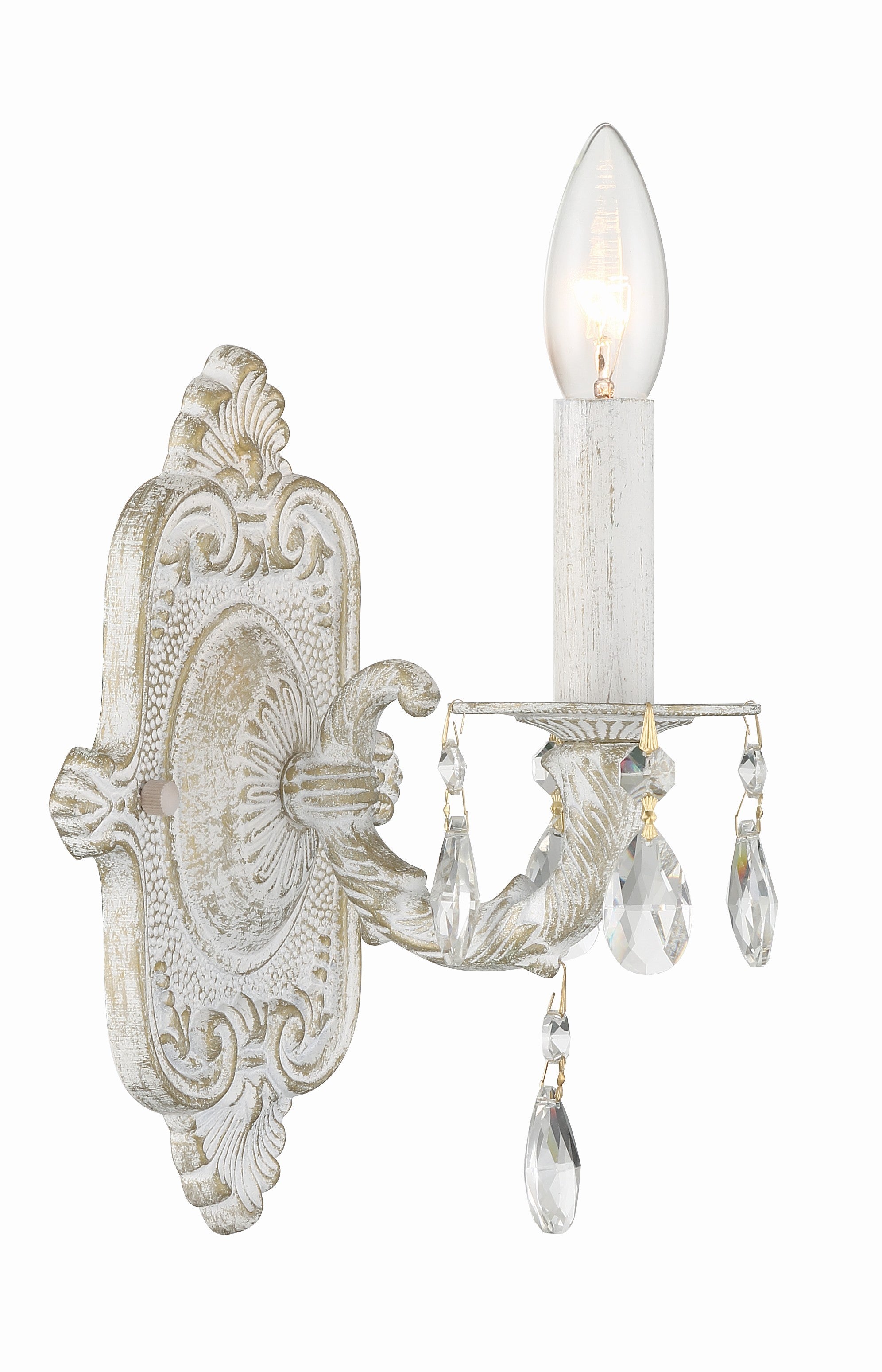 Crystorama Paris Market 5021-AW-CL-MWP – 6.25 Inch – 1 Light – Sconce – Clear Crystal – Antique White – Dry Rated