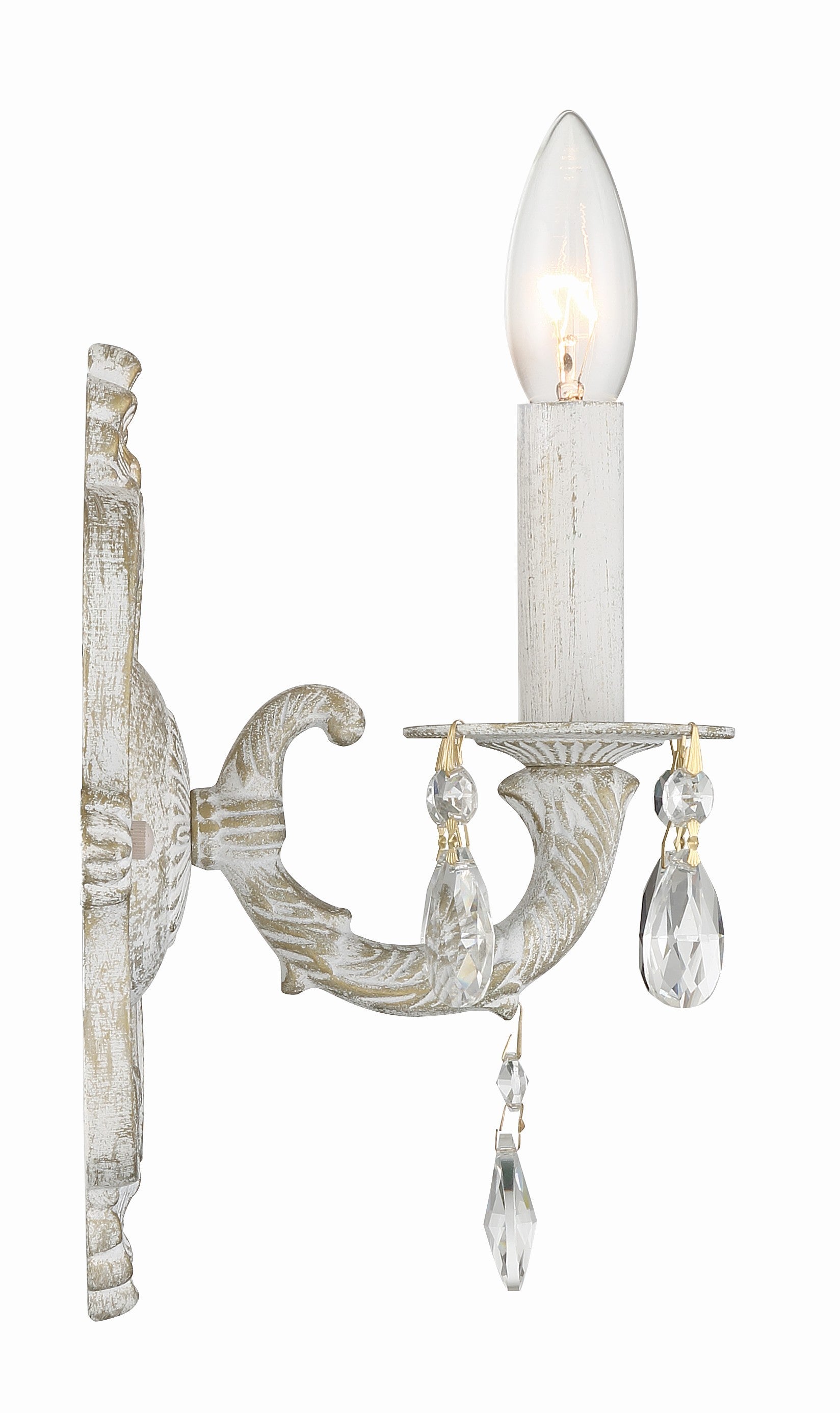 Crystorama Paris Market 5021-AW-CL-MWP – 6.25 Inch – 1 Light – Sconce – Clear Crystal – Antique White – Dry Rated