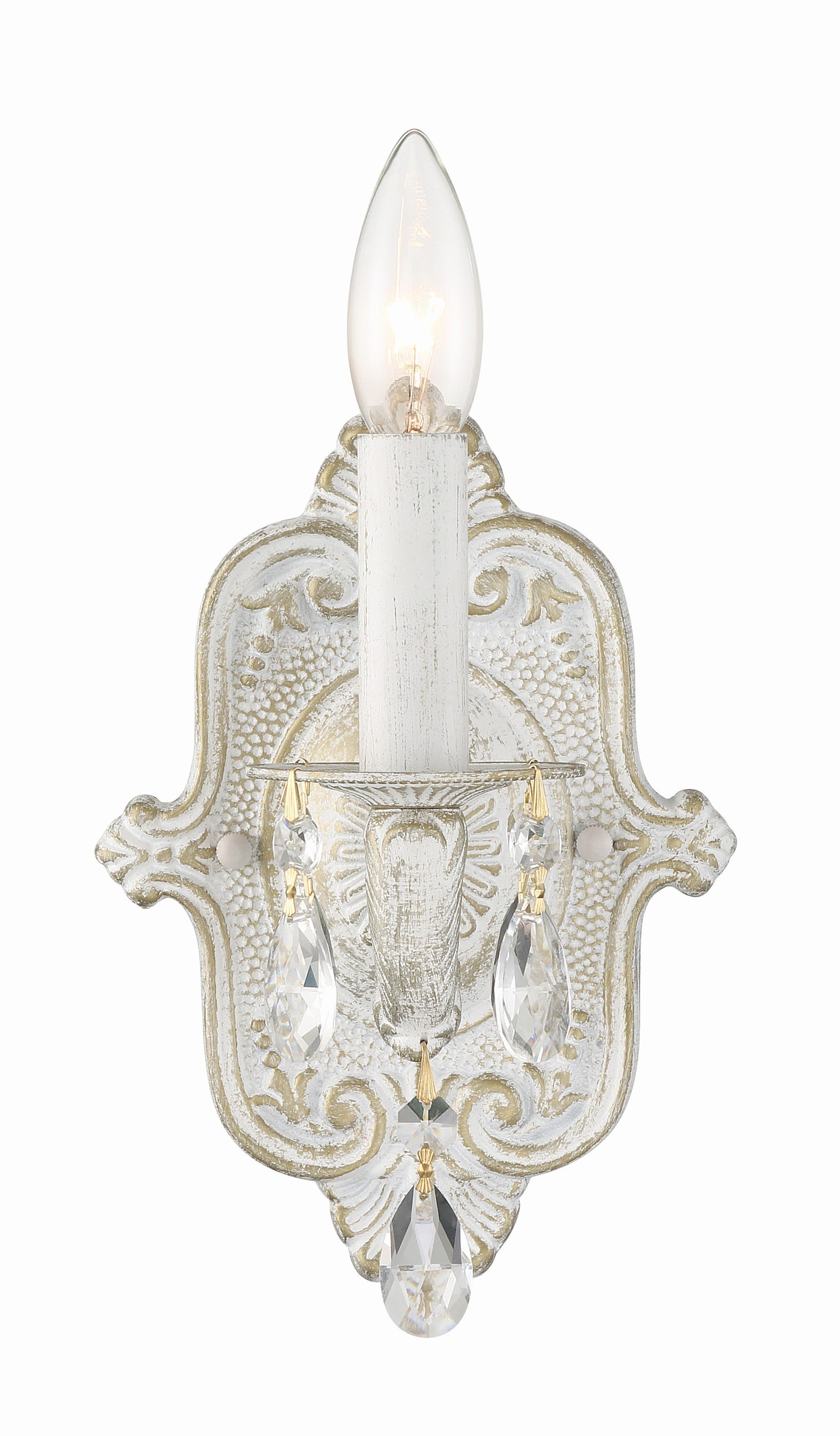 Crystorama Paris Market 5021-AW-CL-MWP – 6.25 Inch – 1 Light – Sconce – Clear Crystal – Antique White – Dry Rated