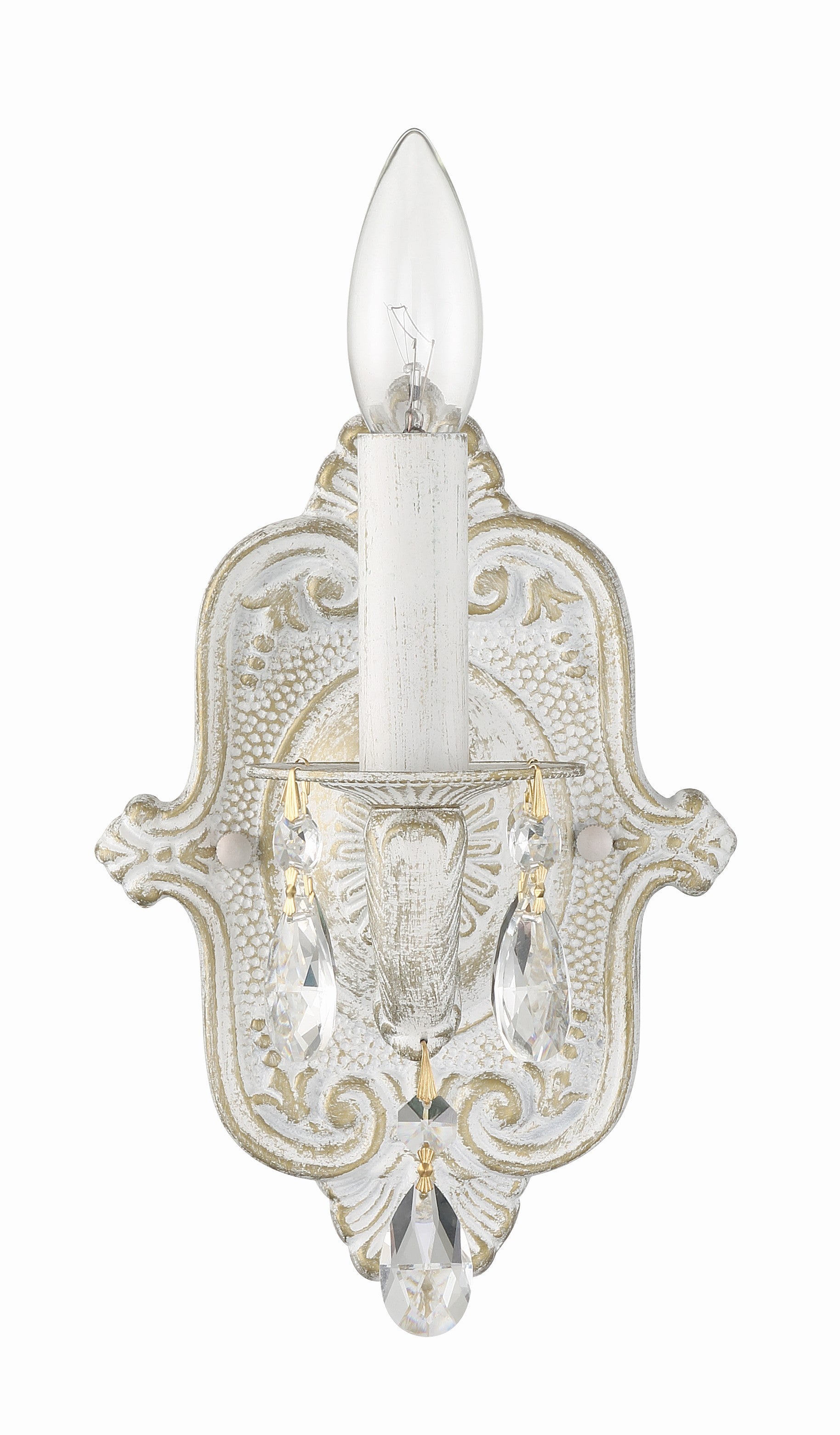 Crystorama Paris Market 5021-AW-CL-MWP – 6.25 Inch – 1 Light – Sconce – Clear Crystal – Antique White – Dry Rated