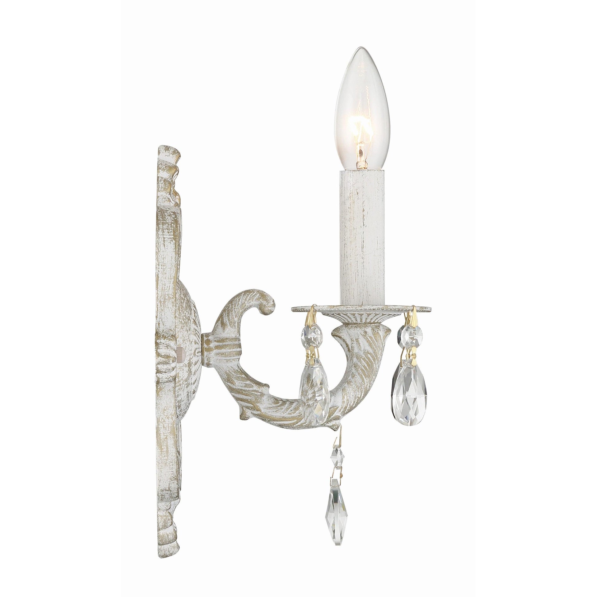 Crystorama Paris Market 5021-AW-CL-SAQ – 6.25 Inch – 1 Light – Sconce – Clear Crystal – Antique White – Dry Rated