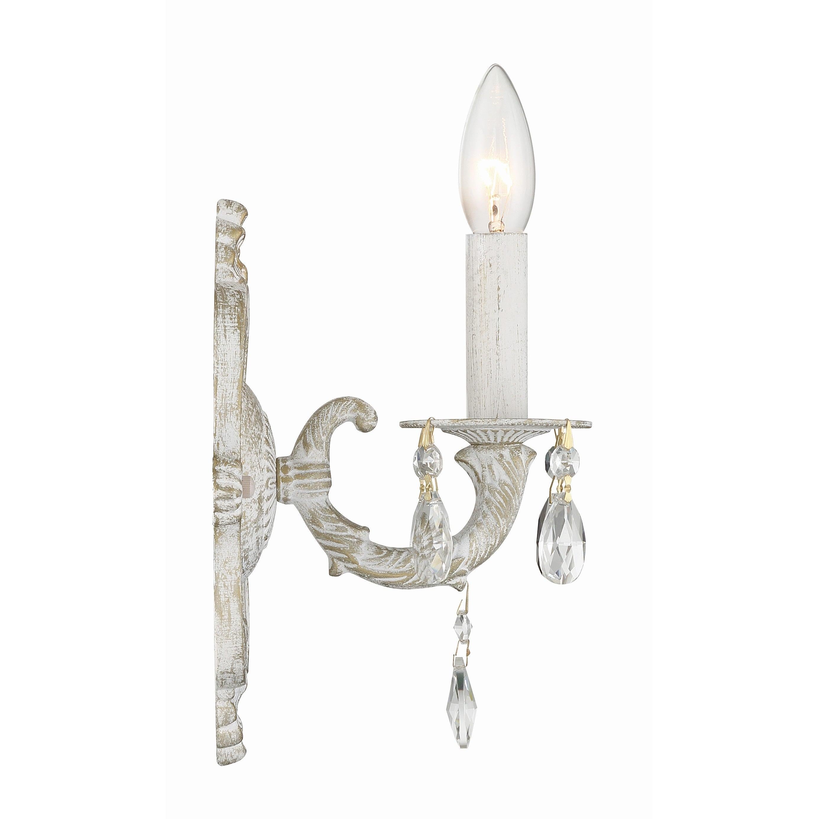 Crystorama Paris Market 5021-AW-CL-SAQ – 6.25 Inch – 1 Light – Sconce – Clear Crystal – Antique White – Dry Rated