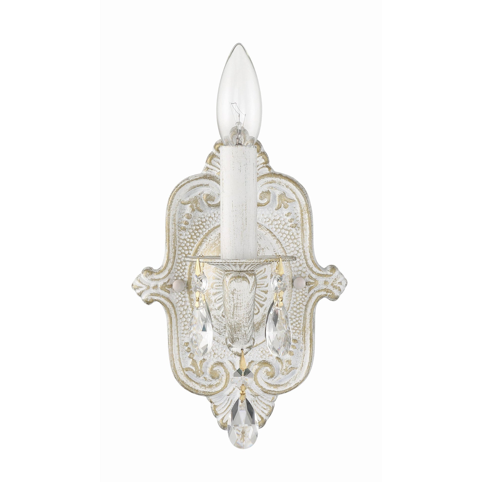 Crystorama Paris Market 5021-AW-CL-S – 6.25 Inch – 1 Light – Sconce – Clear Crystal – Antique White – Dry Rated