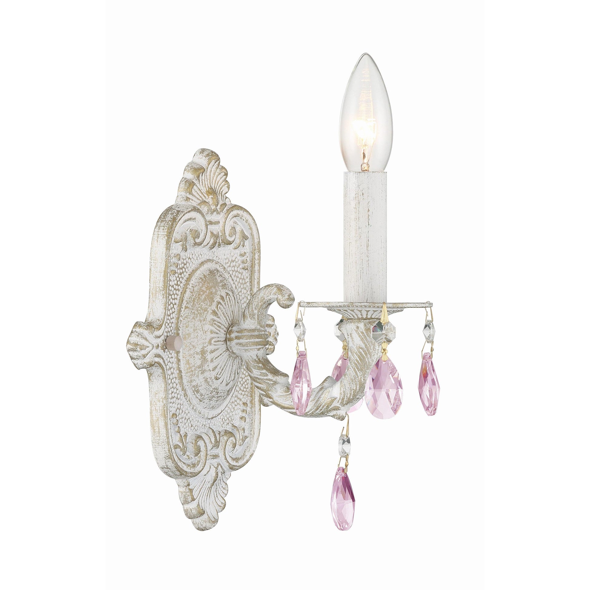 Crystorama Paris Market 5021-AW-RO-MWP – 6.25 Inch – 1 Light – Sconce – Clear Crystal – Antique White – Dry Rated