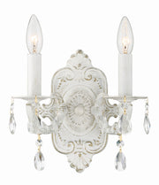 Crystorama Paris Market 5022-AW-CL-MWP – 10 Inch – 2 Light – Sconce – Clear Crystal – Antique White – Dry Rated