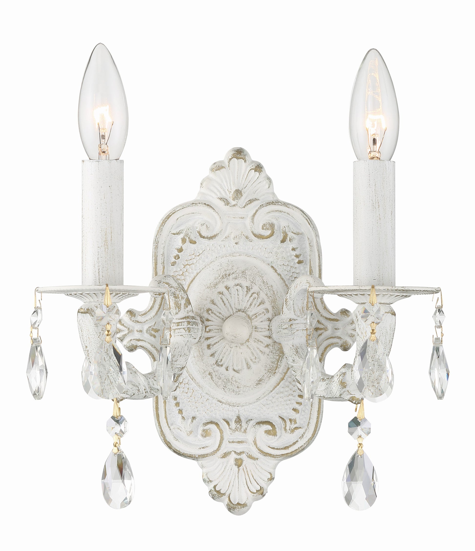 Crystorama Paris Market 5022-AW-CL-MWP – 10 Inch – 2 Light – Sconce – Clear Crystal – Antique White – Dry Rated