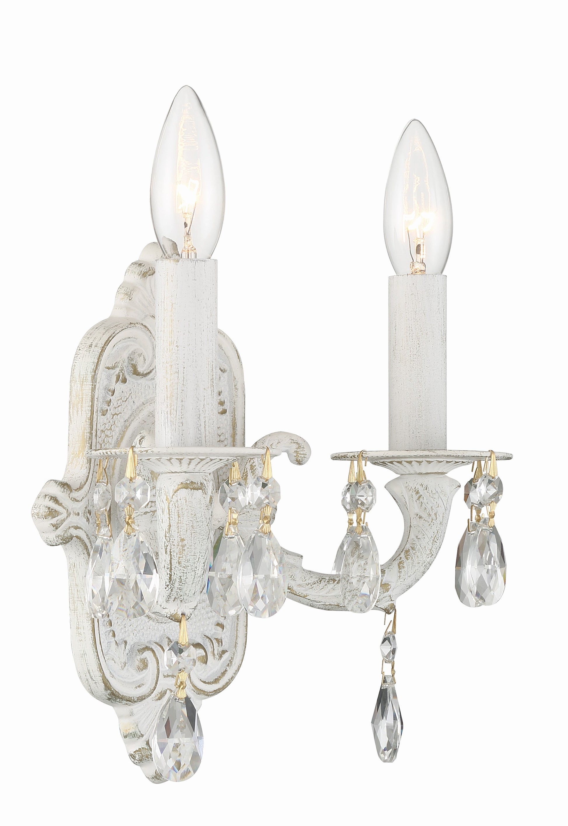 Crystorama Paris Market 5022-AW-CL-MWP – 10 Inch – 2 Light – Sconce – Clear Crystal – Antique White – Dry Rated