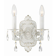 Crystorama Paris Market 5022-AW-CL-SAQ – 10 Inch – 2 Light – Sconce – Clear Crystal – Antique White – Dry Rated