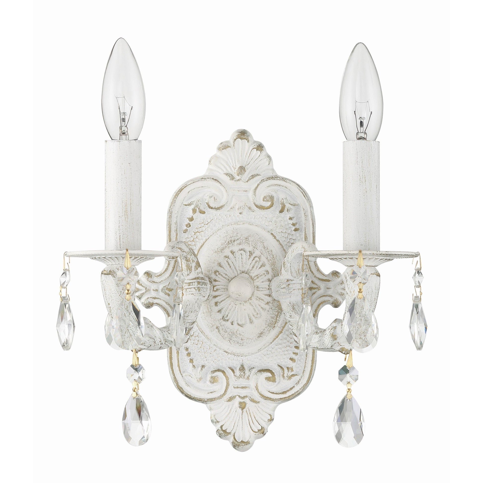 Crystorama Paris Market 5022-AW-CL-S – 10 Inch – 2 Light – Sconce – Clear Crystal – Antique White – Dry Rated