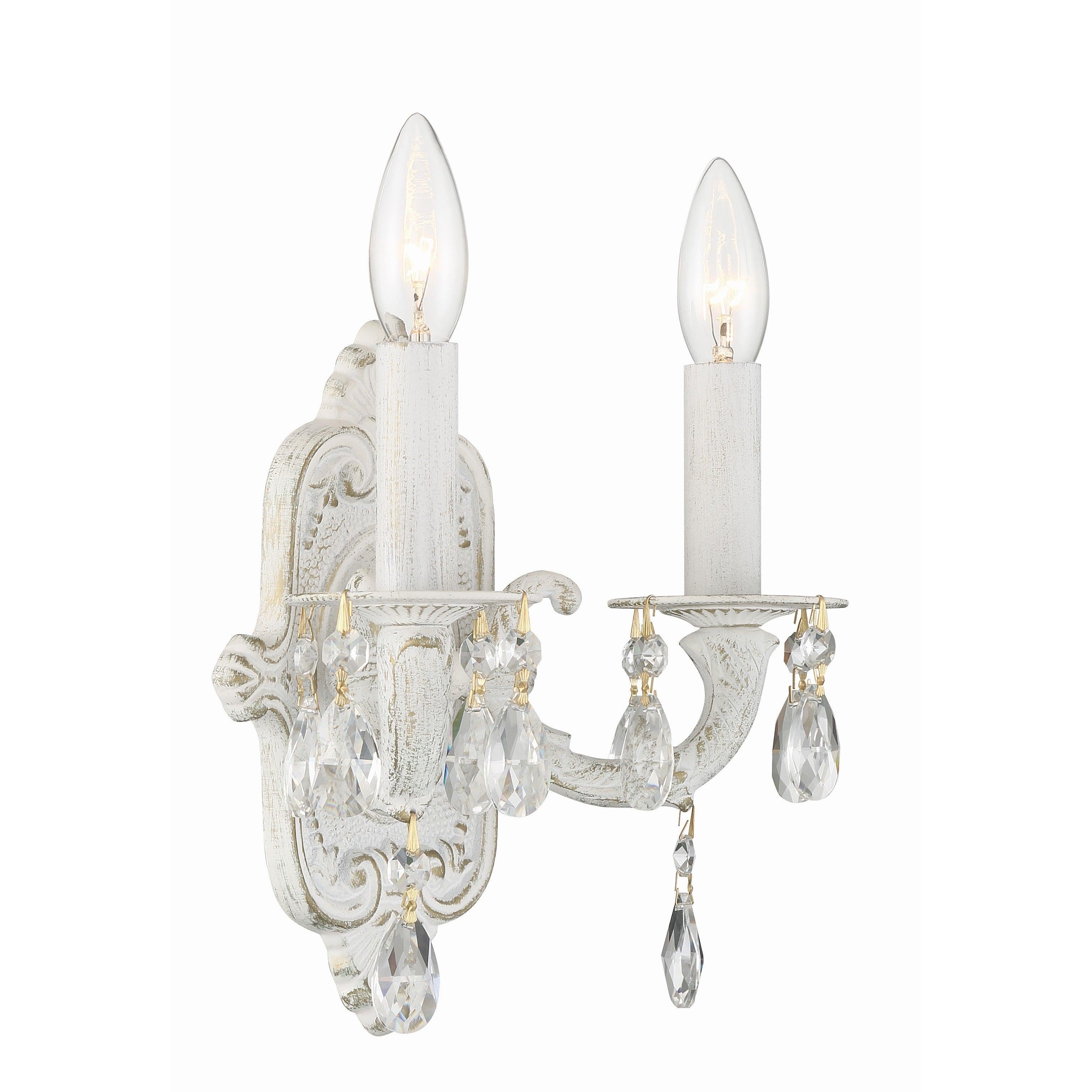 Crystorama Paris Market 5022-AW-CL-S – 10 Inch – 2 Light – Sconce – Clear Crystal – Antique White – Dry Rated