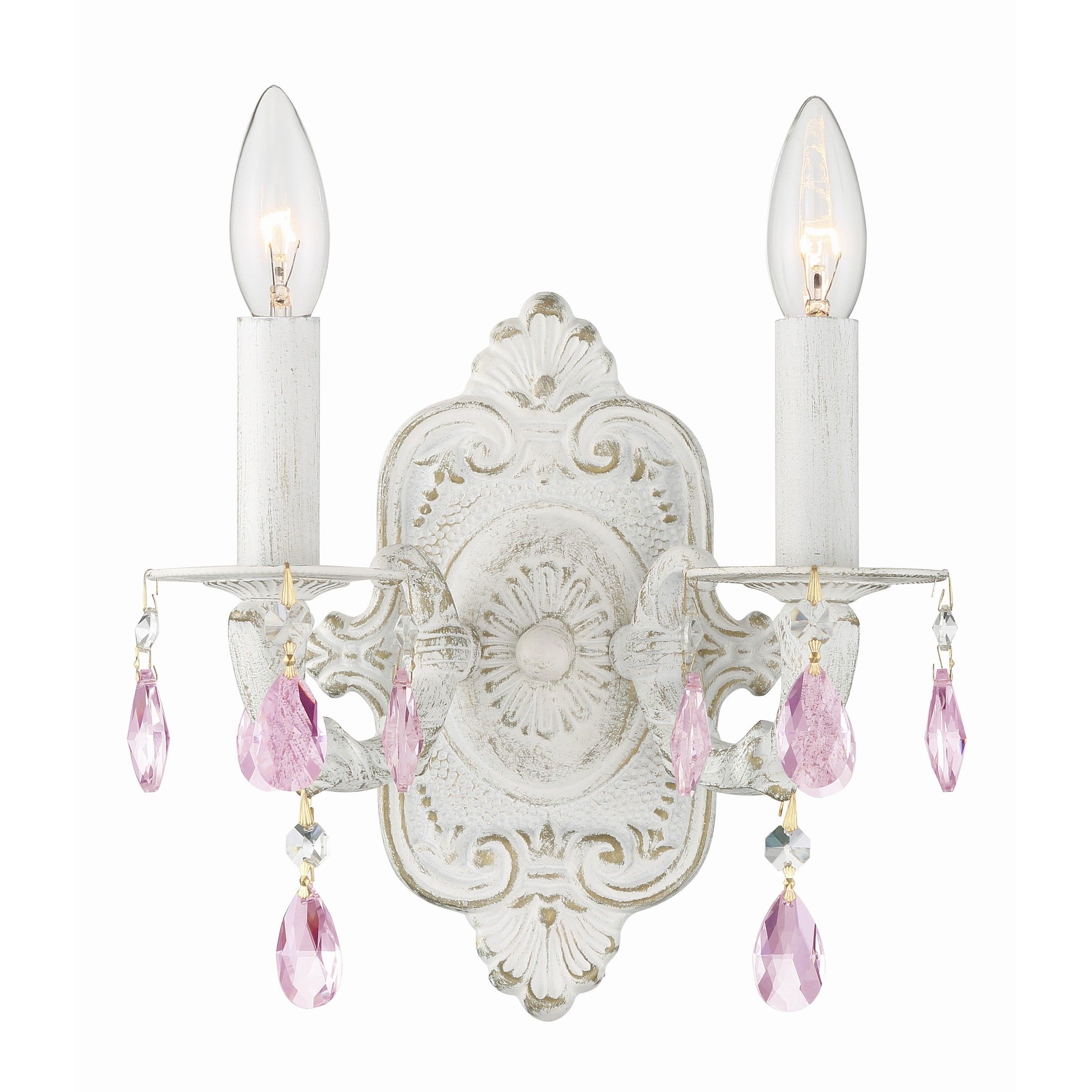 Crystorama Paris Market 5022-AW-RO-MWP – 10 Inch – 2 Light – Sconce – Clear Crystal – Antique White – Dry Rated