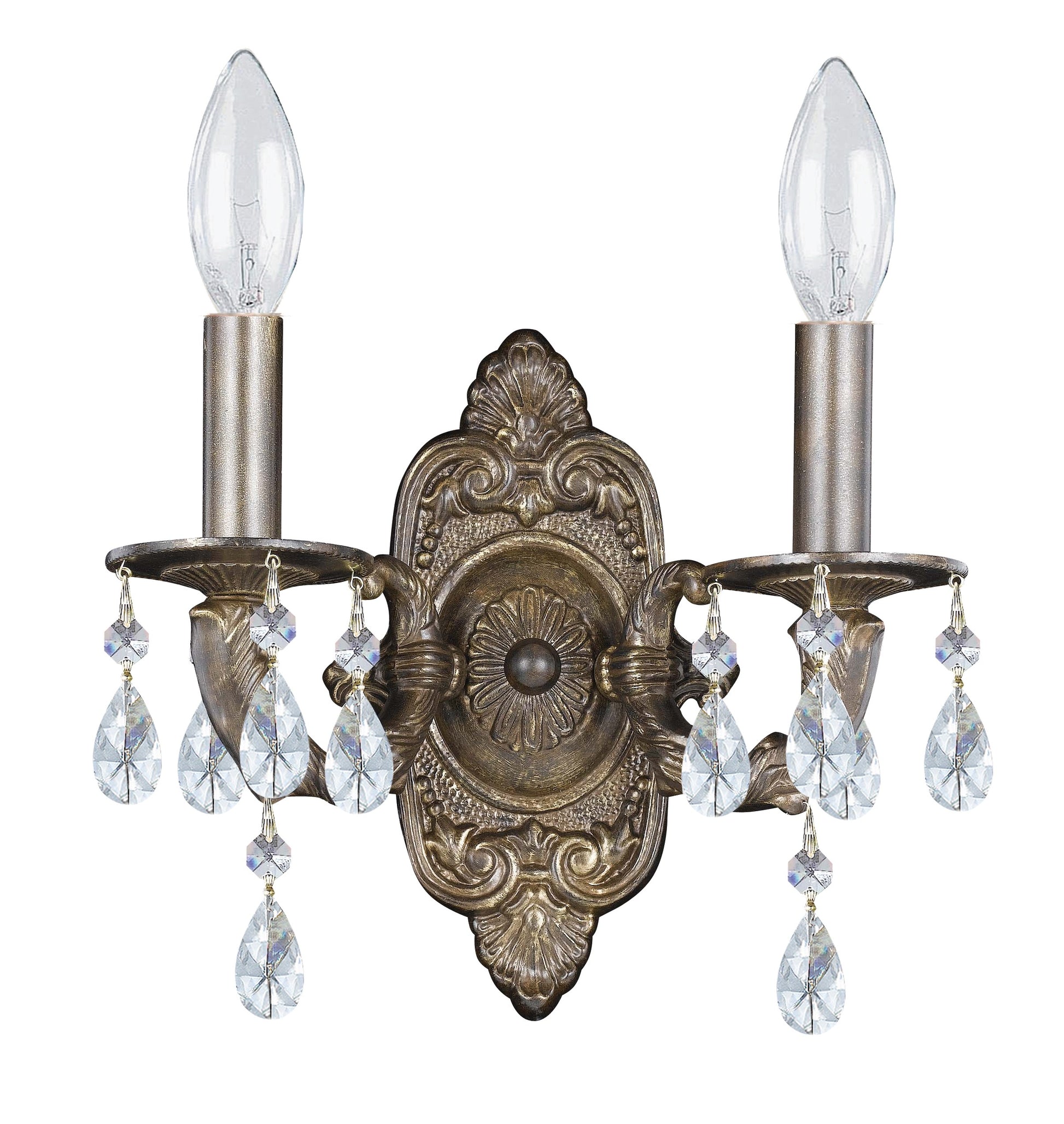 Crystorama Paris Market 5022-VB-CL-SAQ – 10 Inch – 2 Light – Sconce – Clear Crystal – Venetian Bronze – Dry Rated