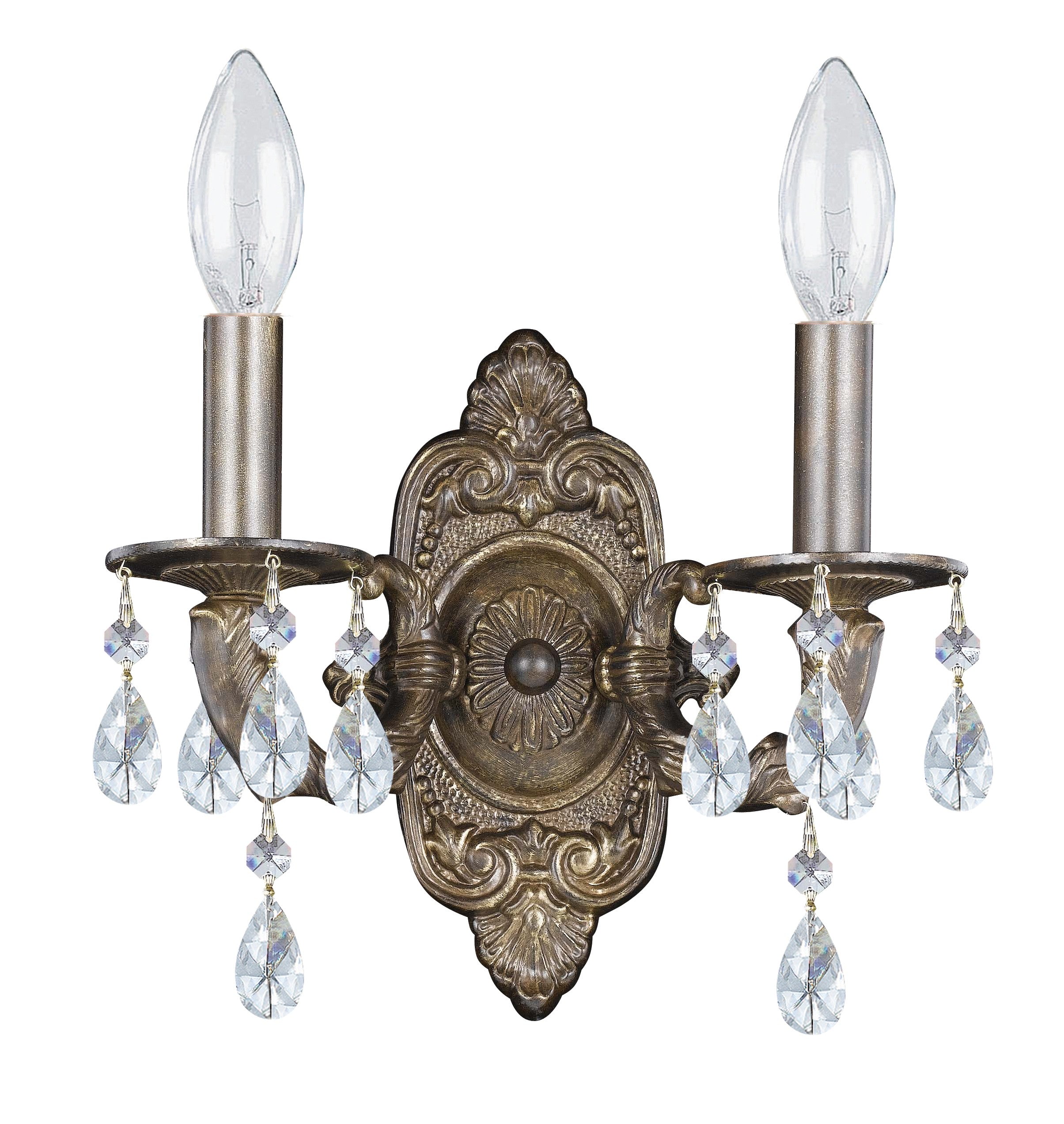 Crystorama Paris Market 5022-VB-CL-SAQ – 10 Inch – 2 Light – Sconce – Clear Crystal – Venetian Bronze – Dry Rated