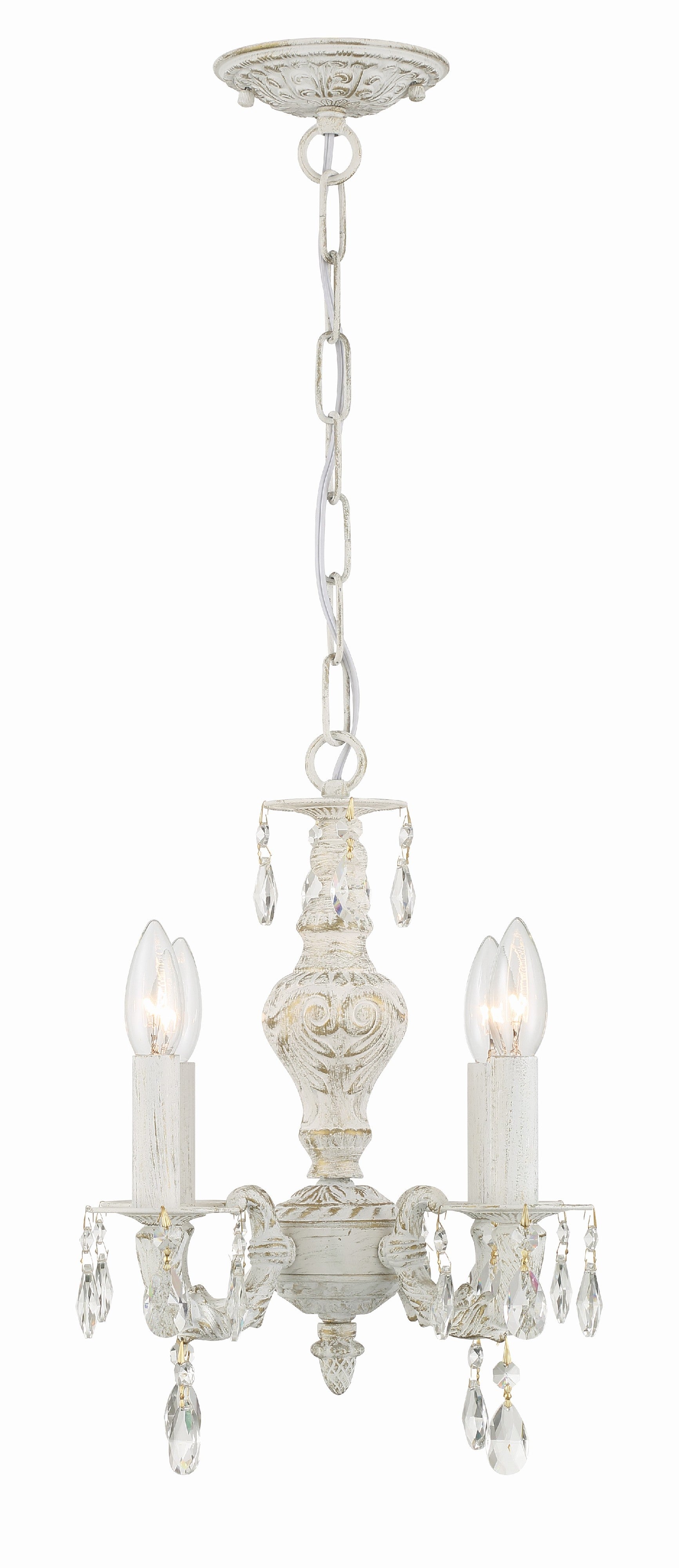 Crystorama Paris Market 5024-AW-CL-MWP – 13.5 Inch – 4 Light – Chandelier – Clear Crystal – Antique White – Dry Rated
