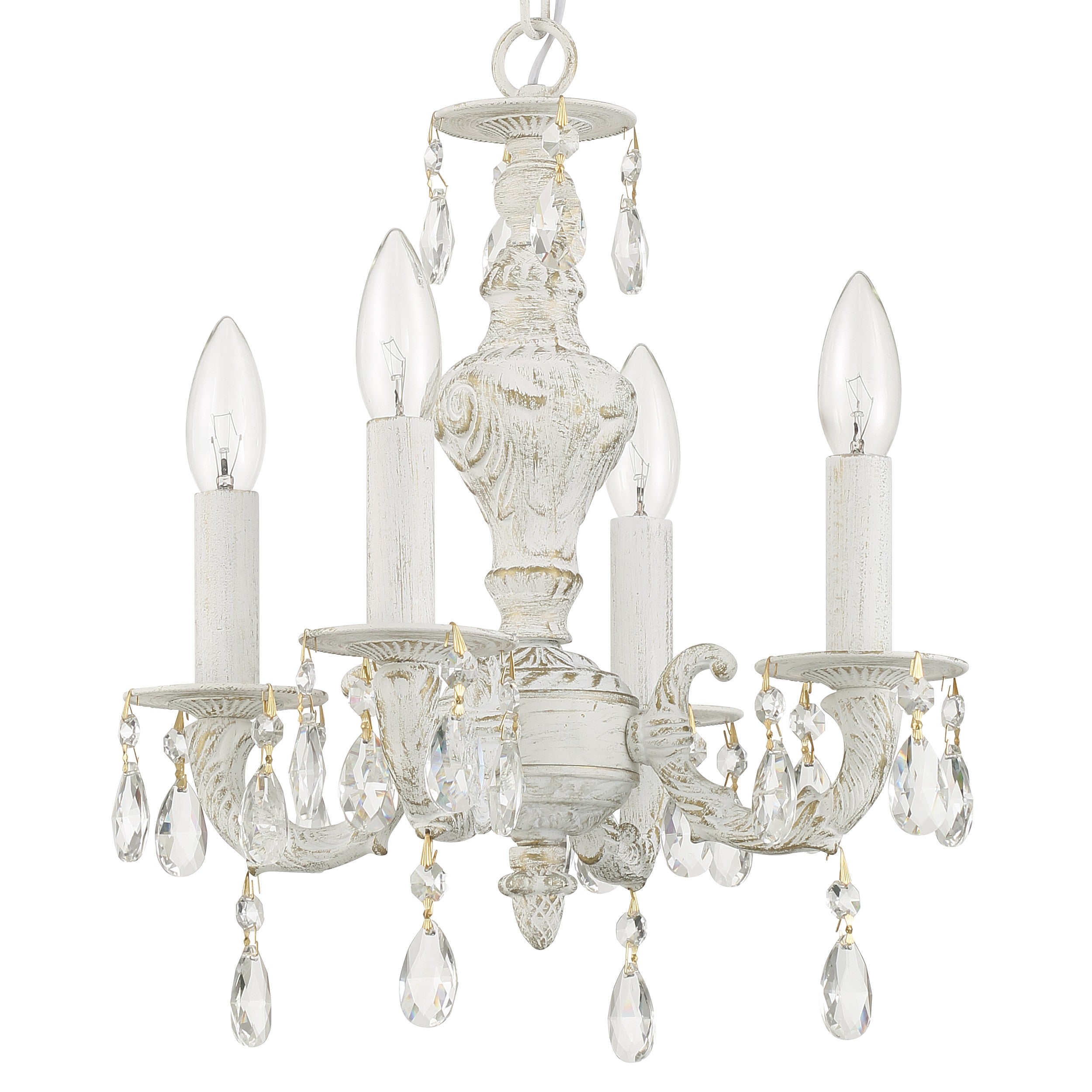 Crystorama Paris Market 5024-AW-CL-MWP – 13.5 Inch – 4 Light – Chandelier – Clear Crystal – Antique White – Dry Rated