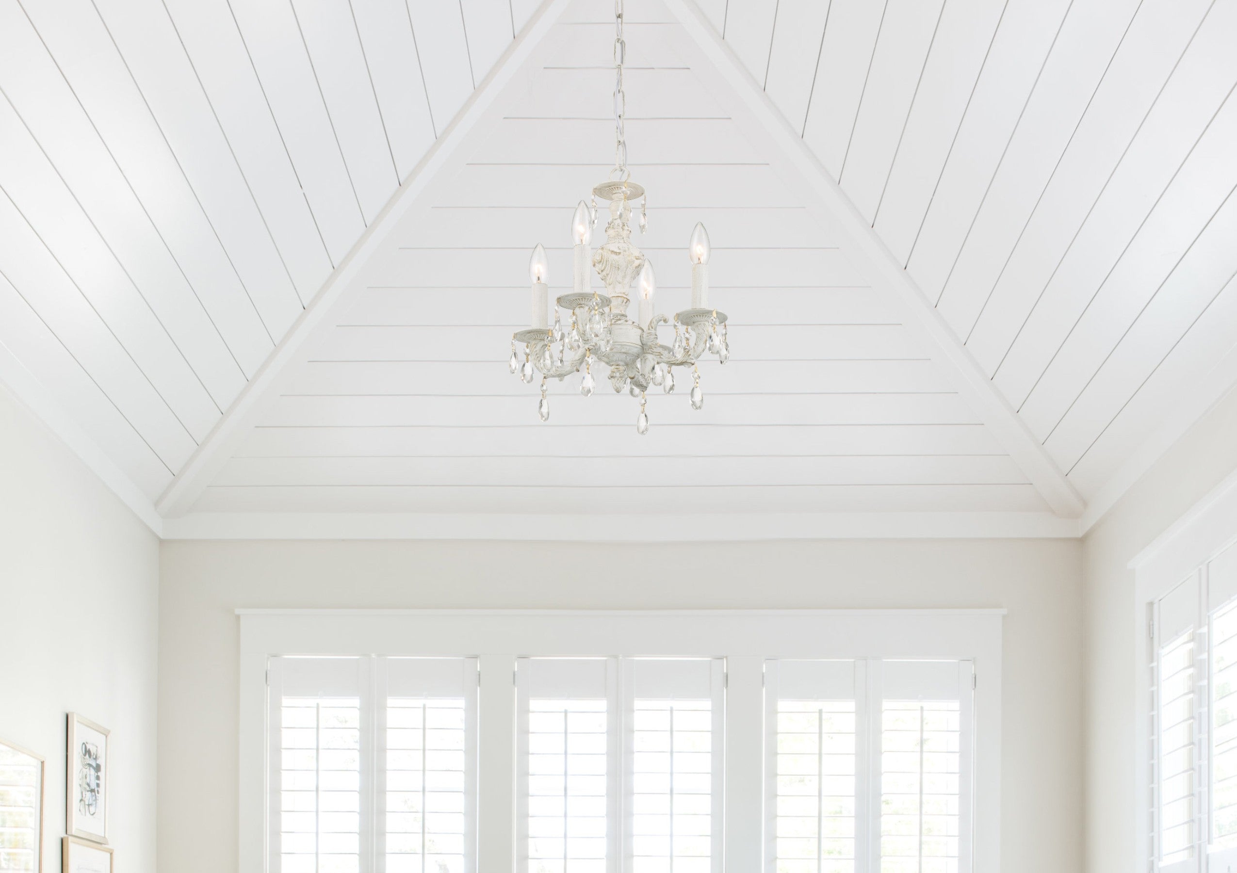 Crystorama Paris Market 5024-AW-CL-MWP – 13.5 Inch – 4 Light – Chandelier – Clear Crystal – Antique White – Dry Rated