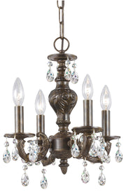 Crystorama Paris Market 5024-VB-CL-MWP – 13.5 Inch – 4 Light – Chandelier – Clear Crystal – Venetian Bronze – Dry Rated