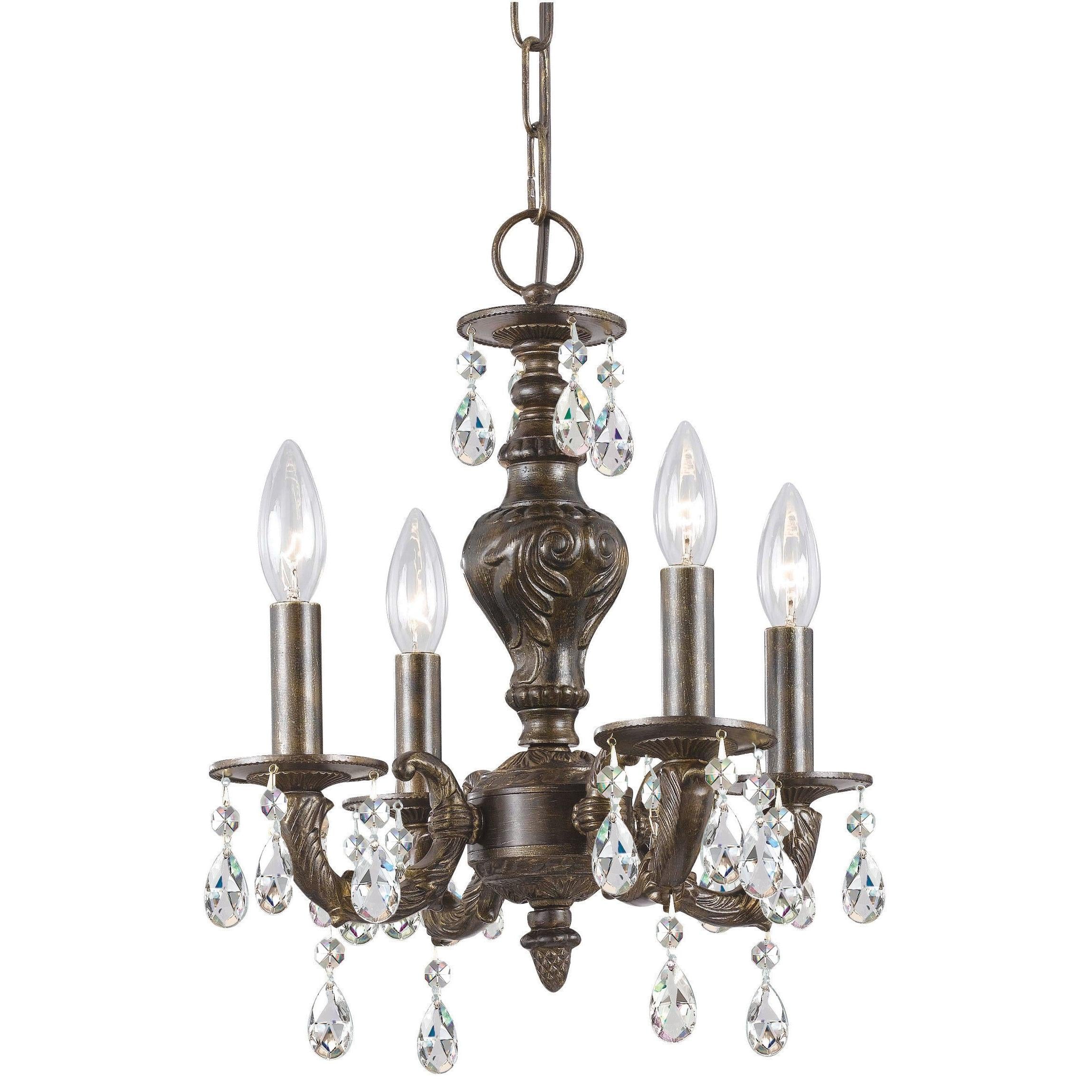 Crystorama Paris Market 5024-VB-CL-MWP – 13.5 Inch – 4 Light – Chandelier – Clear Crystal – Venetian Bronze – Dry Rated