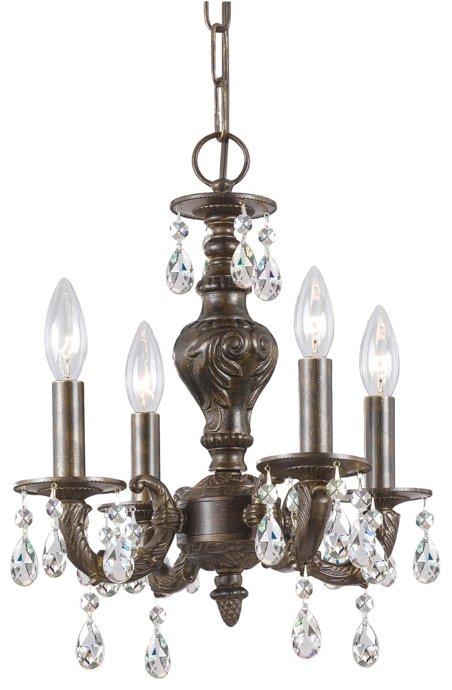 Crystorama Paris Market 5024-VB-CL-SAQ – 13.5 Inch – 4 Light – Chandelier – Clear Crystal – Venetian Bronze – Dry Rated