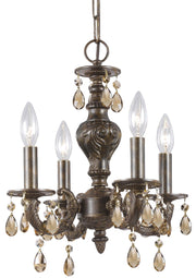 Crystorama Paris Market 5024-VB-GT-MWP – 13.5 Inch – 4 Light – Chandelier – Clear Crystal – Venetian Bronze – Dry Rated