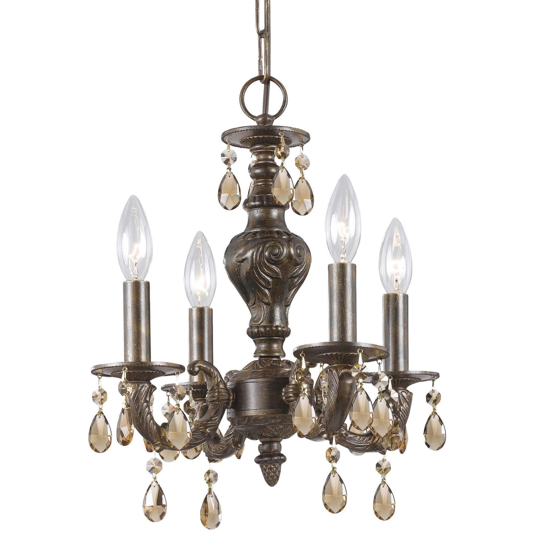 Crystorama Paris Market 5024-VB-GT-MWP – 13.5 Inch – 4 Light – Chandelier – Clear Crystal – Venetian Bronze – Dry Rated