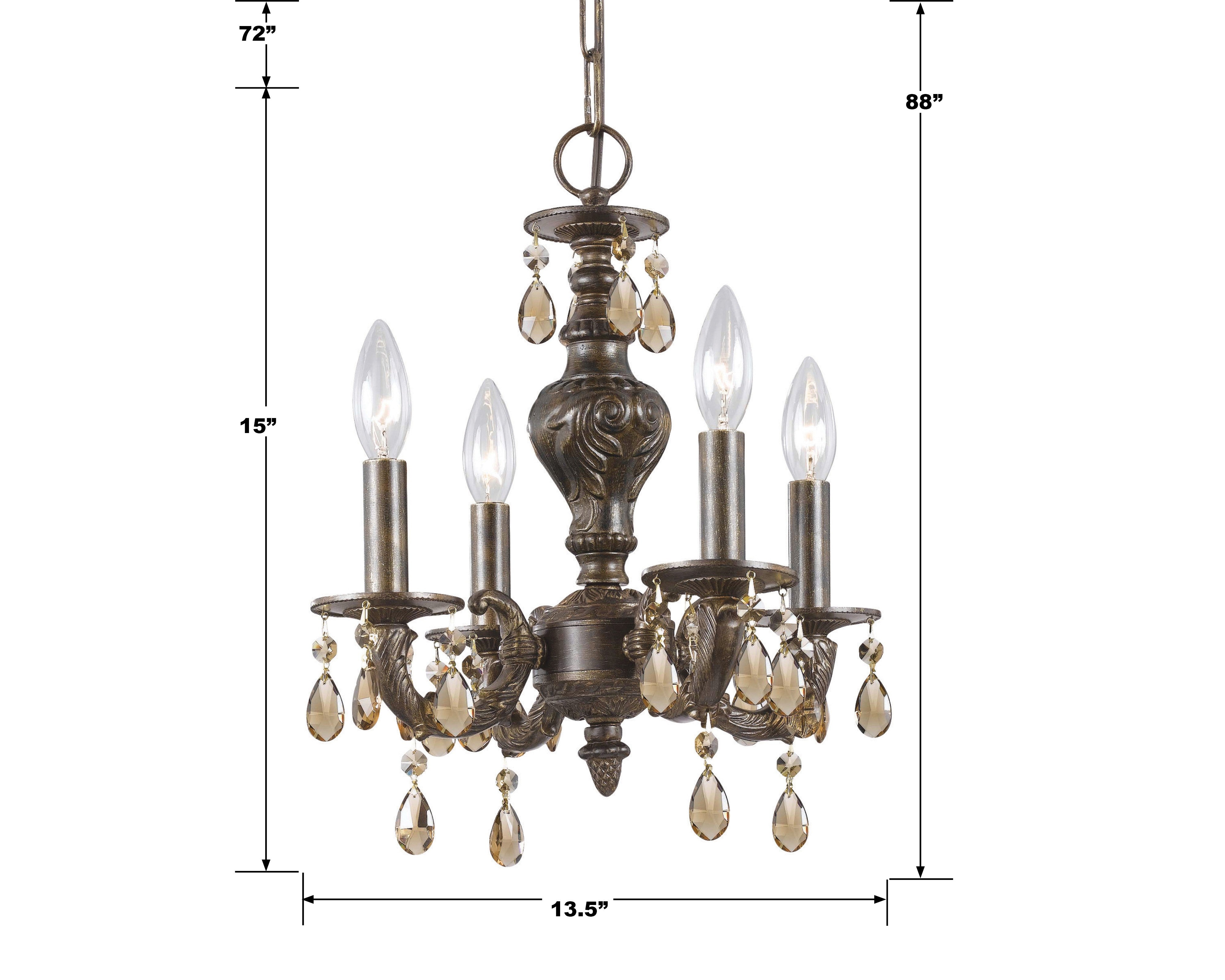 Crystorama Paris Market 5024-VB-GT-S – 13.5 Inch – 4 Light – Chandelier – Clear Crystal – Venetian Bronze – Dry Rated