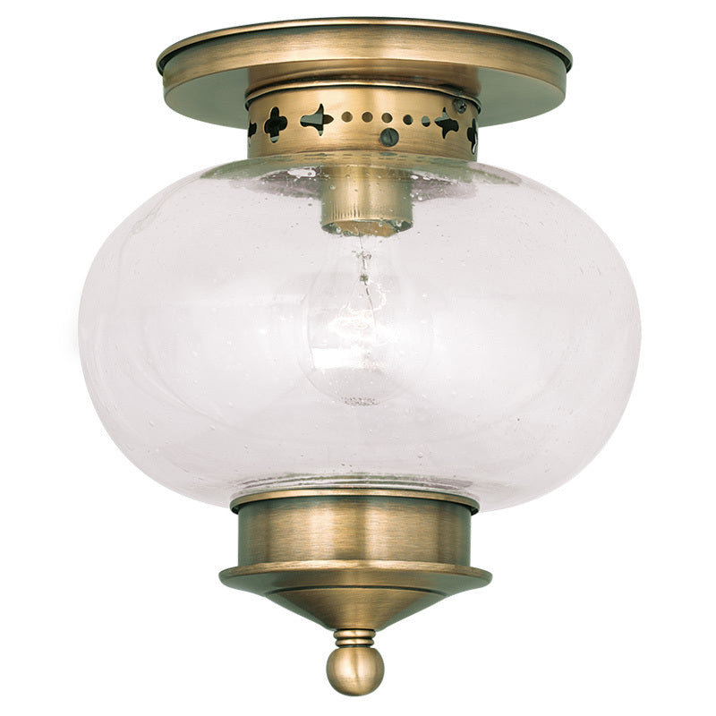 Livex Lighting HARBOR 5036-01 Flush Mount Traditional - Antique Brass