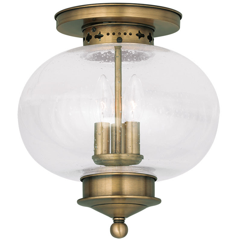 Livex Lighting HARBOR 5037-01 Flush Mount Traditional - Antique Brass