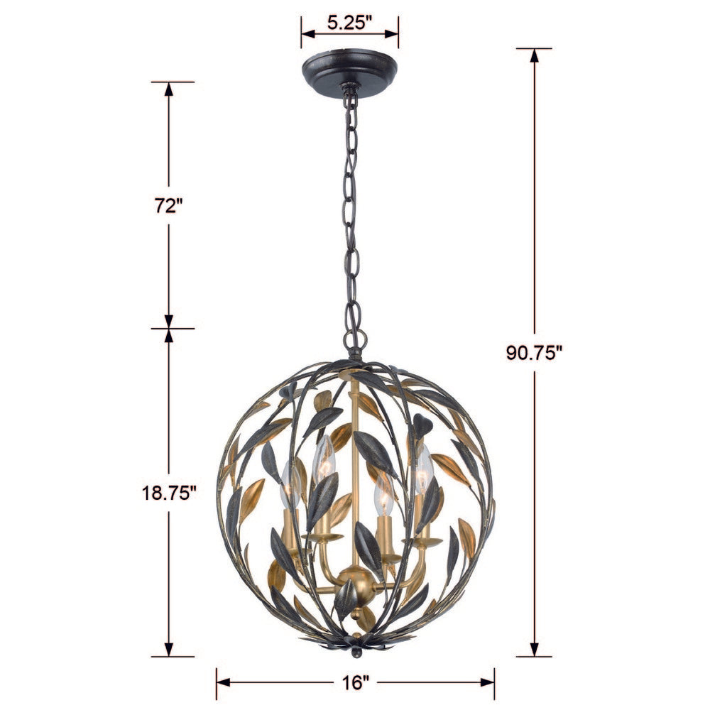 Crystorama BROCHE 504-EB-GA Mini Chandelier Contemporary - English Bronze