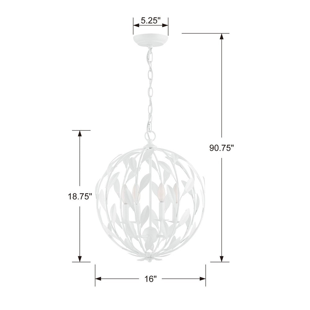 Crystorama BROCHE 504-MT Mini Chandelier Contemporary - Matte White