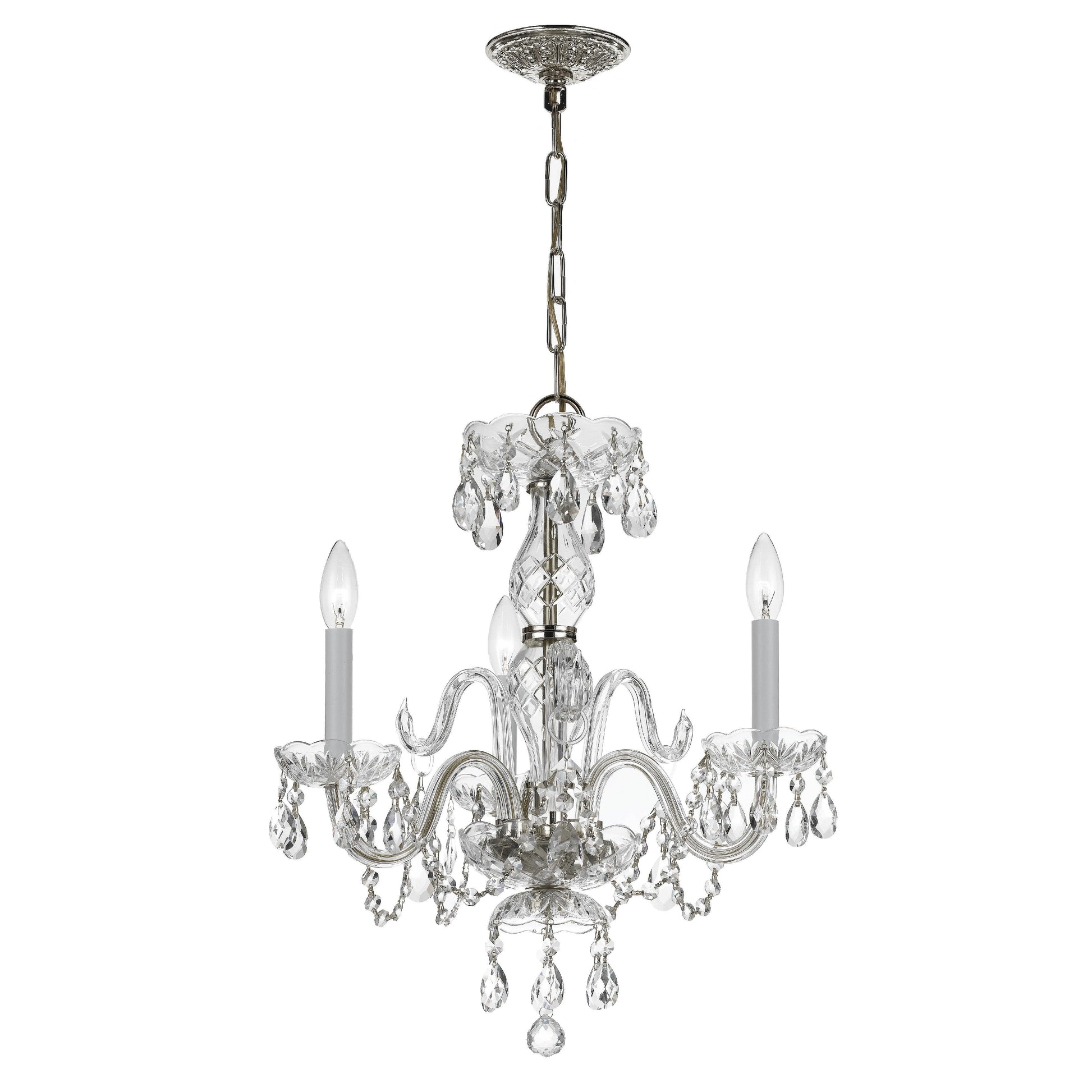 Crystorama Traditional Crystal 5044-CH-CL-I – 16 Inch – 3 Light – Chandelier – Clear Crystal – Polished Chrome – Dry Rated