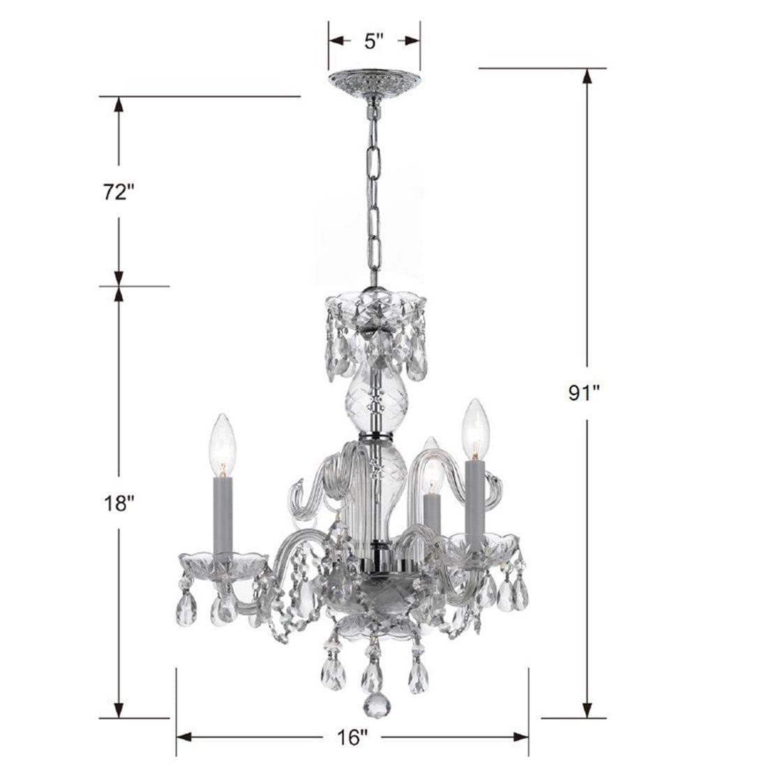 Crystorama Traditional Crystal 5044-CH-CL-S – 16 Inch – 3 Light – Chandelier – Clear Crystal – Polished Chrome – Dry Rated