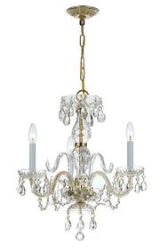 Crystorama Traditional Crystal 5044-PB-CL-MWP – 16 Inch – 3 Light – Chandelier – Clear Crystal – Polished Brass – Dry Rated