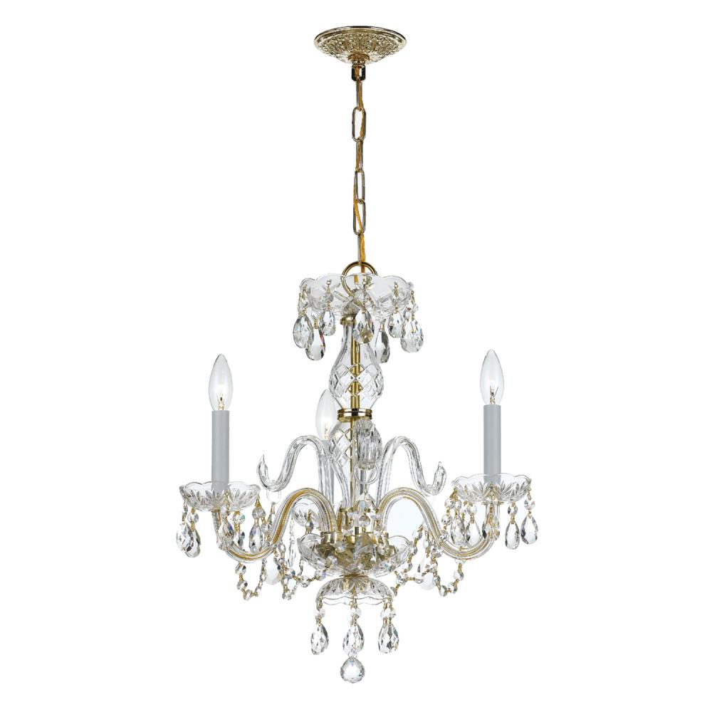 Crystorama Lighting 5044-PB-CL-MWP Mini Chandelier, UL Dry Rated, Polished Brass