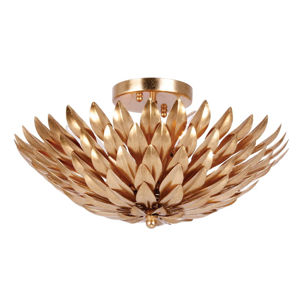 Crystorama 505-GA Broche 4 Light Semi Flush Mount Fixture, UL Damp Rated, Antique Gold