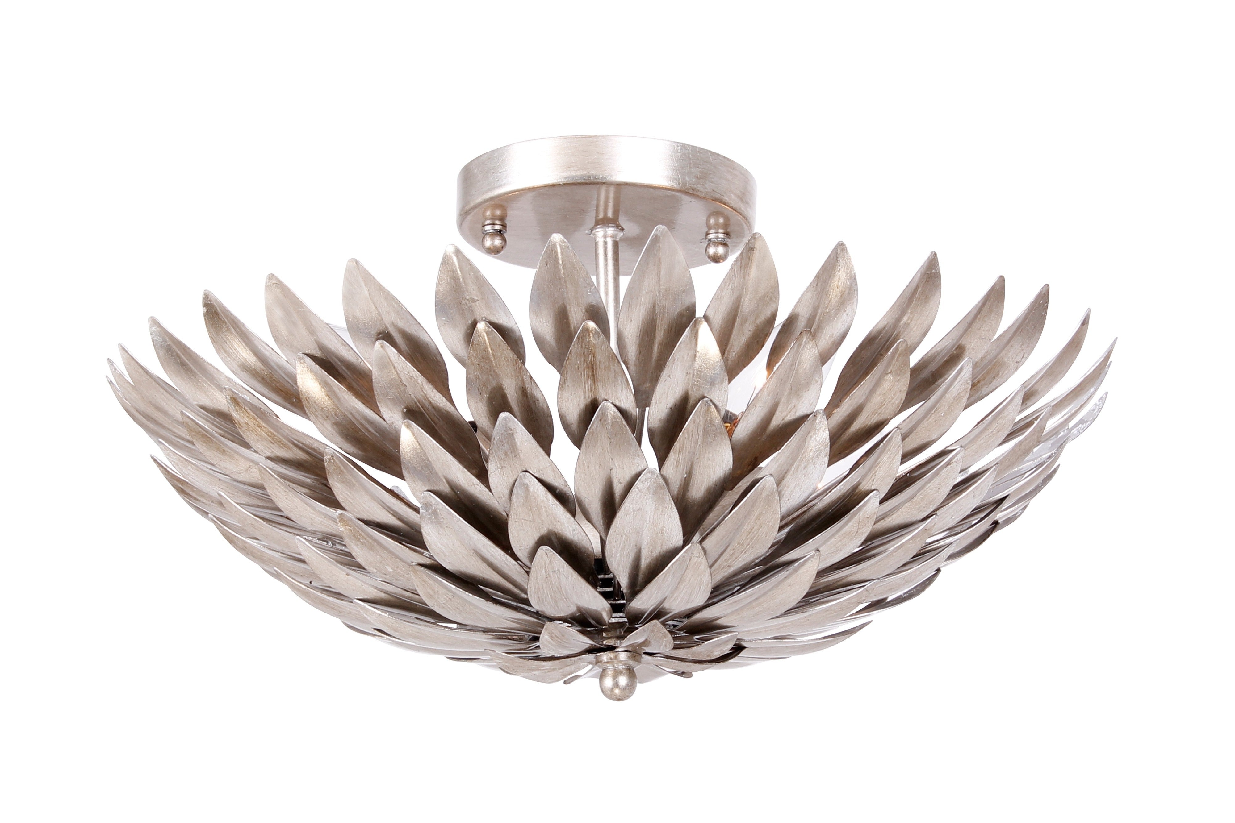 Crystorama Broche 505-SA – 16 Inch – 4 Light – Semi Flush Mount Light – Antique Silver – Damp Rated