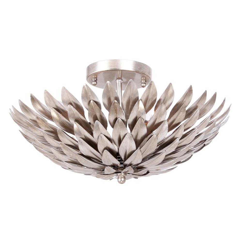 Crystorama Lighting 505-SA Broche 4 Light Antique Silver Semi Flush Mount