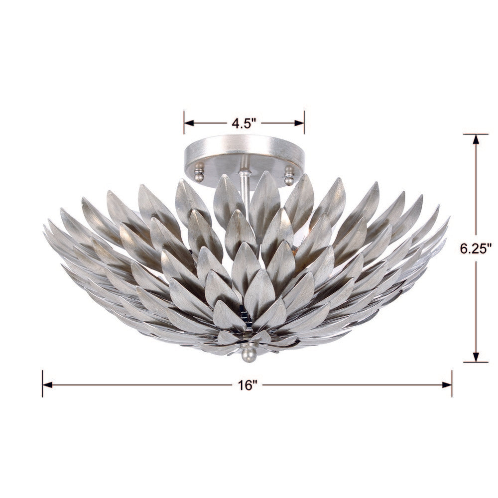 Crystorama BROCHE 505-SA Semi Flush Mt Contemporary - Antique Silver