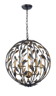 Crystorama Broche 506-EB-GA – 21 Inch – 6 Light – Chandelier – English Bronze + Antique Gold – Damp Rated