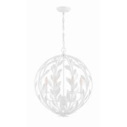 Crystorama Broche 506-MT – 21 Inch – 6 Light – Chandelier – Matte White – Damp Rated