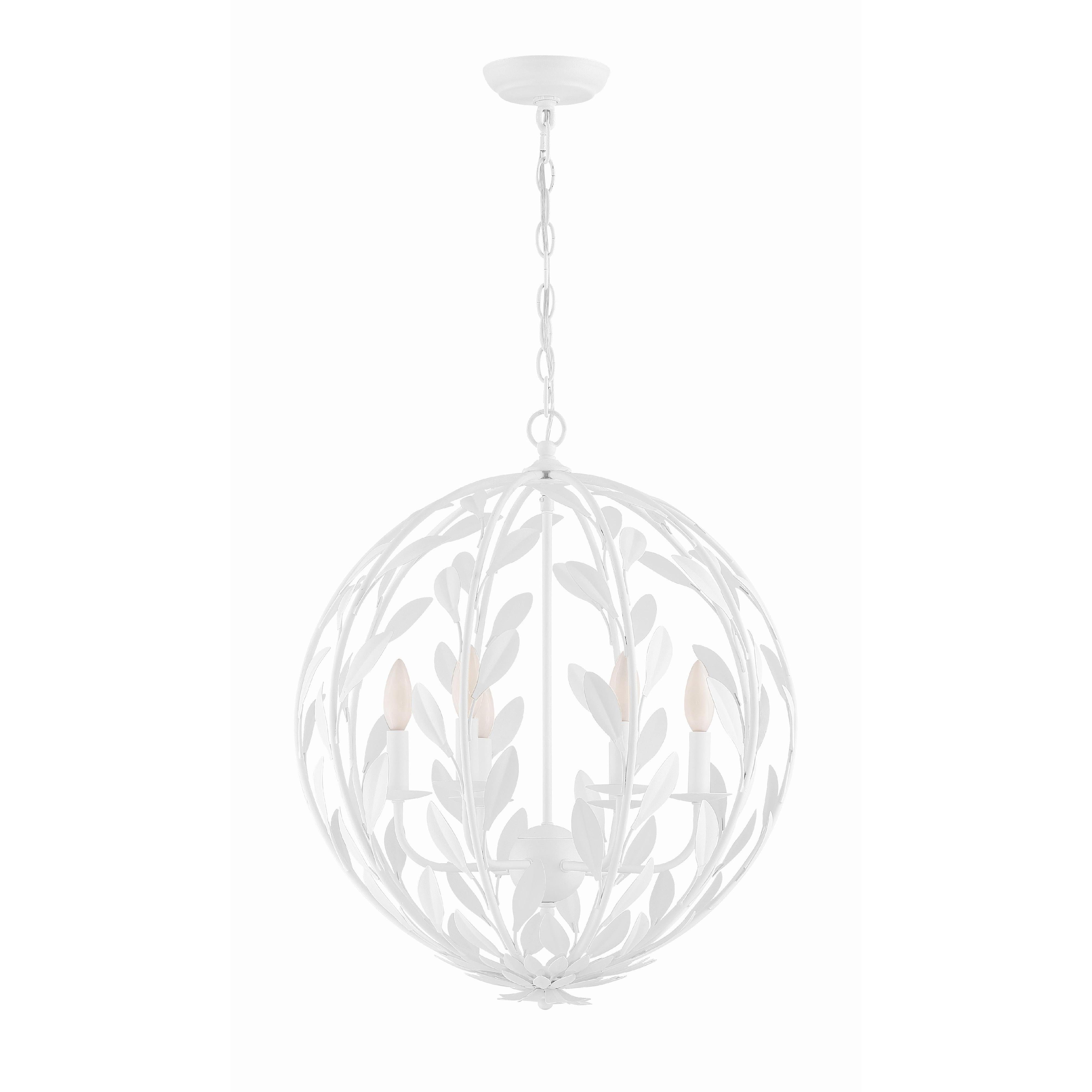 Crystorama Broche 506-MT – 21 Inch – 6 Light – Chandelier – Matte White – Damp Rated