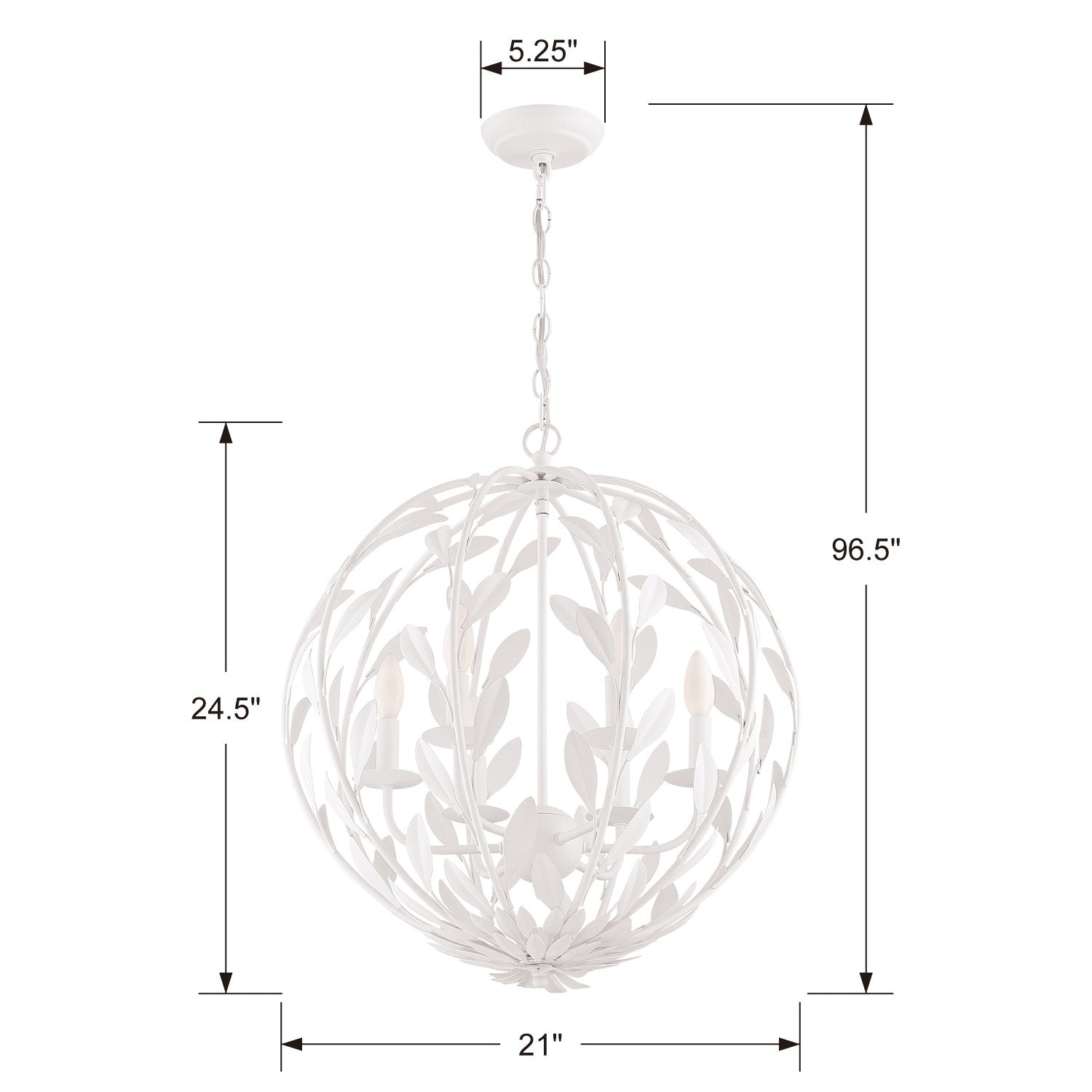 Crystorama Broche 506-MT – 21 Inch – 6 Light – Chandelier – Matte White – Damp Rated