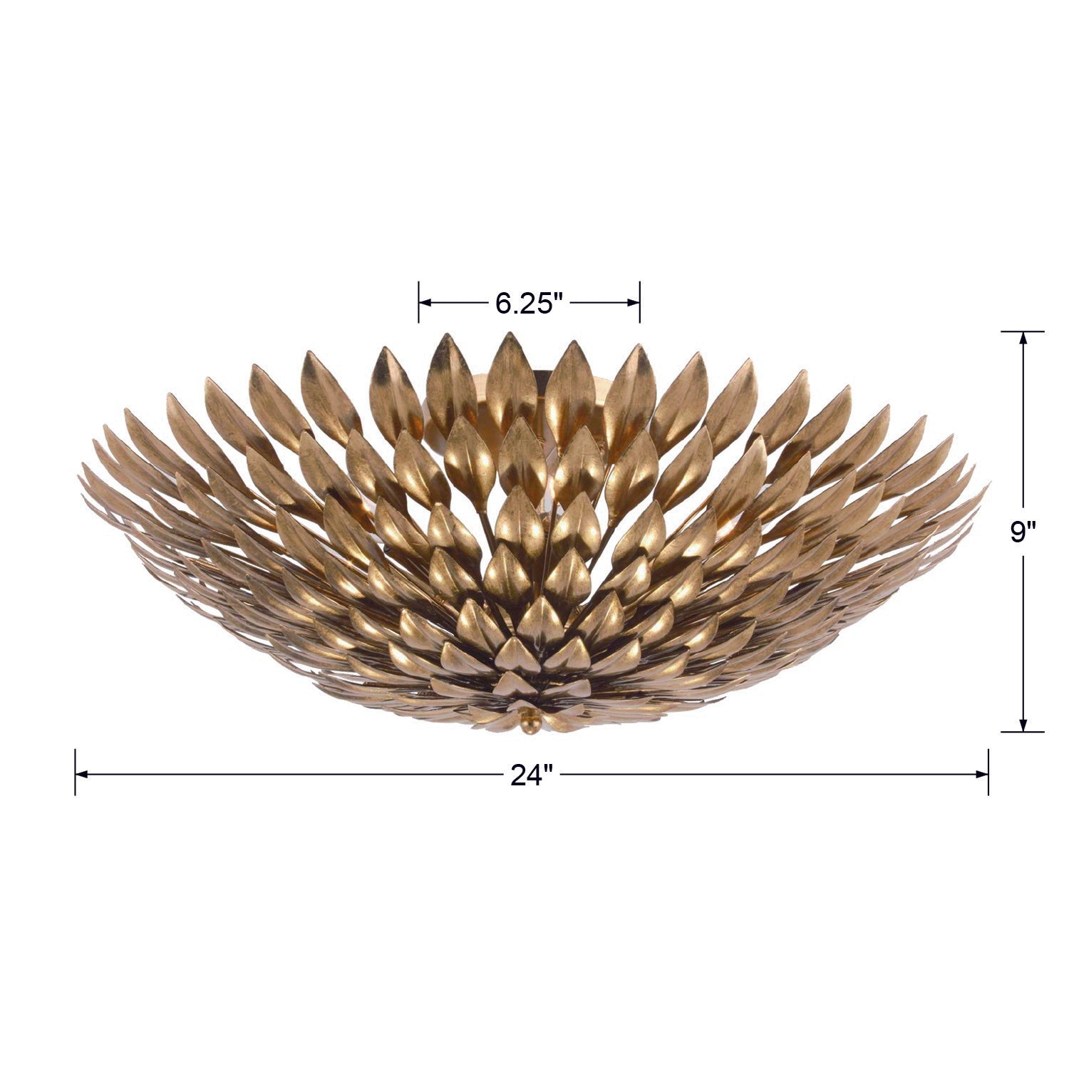 Crystorama Broche 507-GA – 24 Inch – 6 Light – Semi Flush Mount Light – Antique Gold – Damp Rated