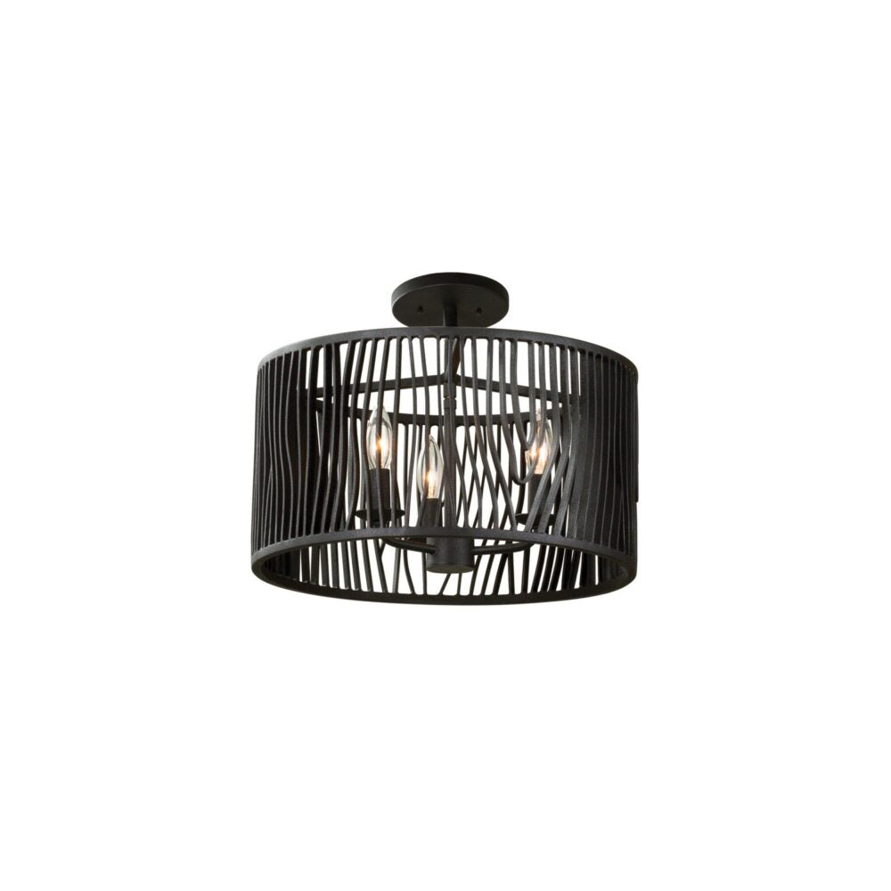 Morre  3 Light Flush Mount – Black Iron – 507540BI